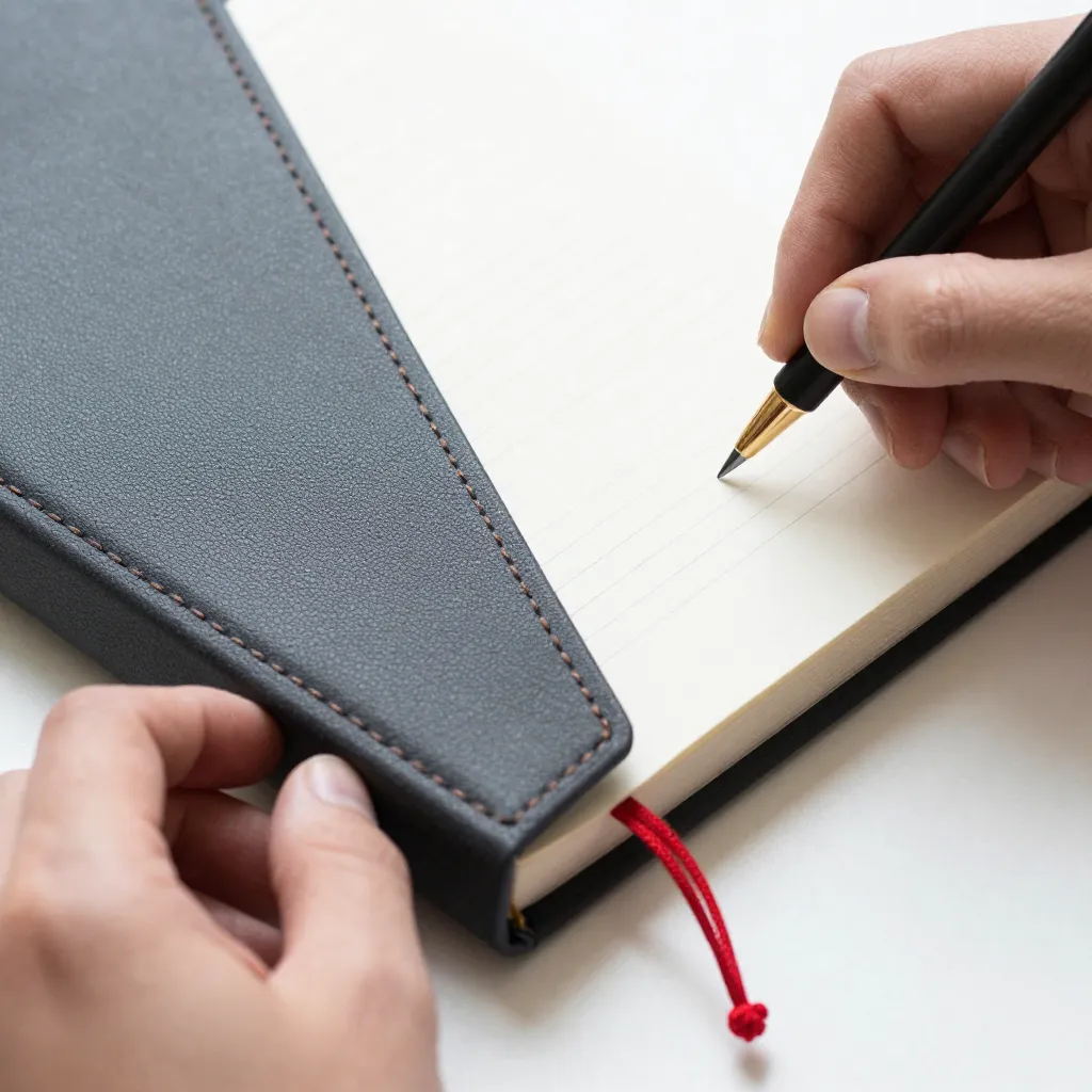 Custom planner with long-stitch binding